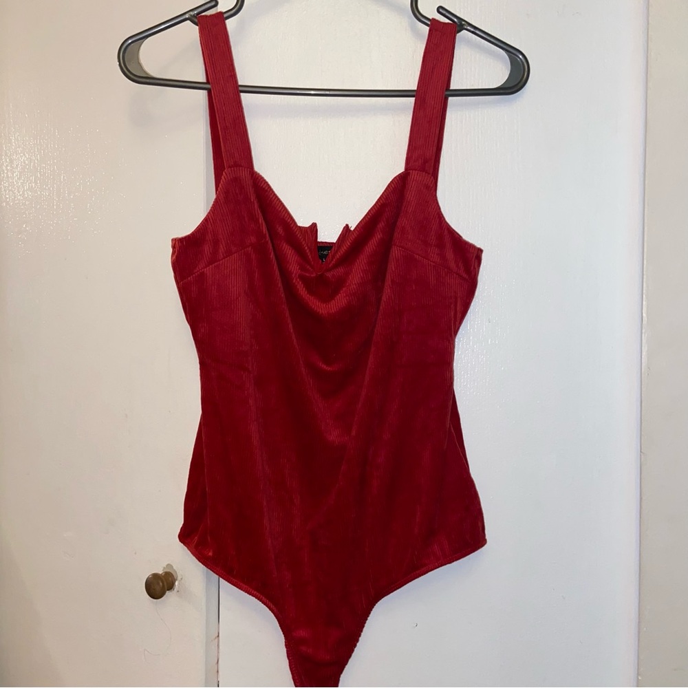 corduroy velvet red bodysuit